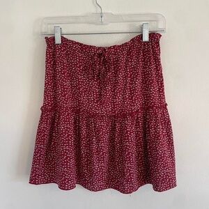 Brandy Melville Women's Red and Burgundy Skirt